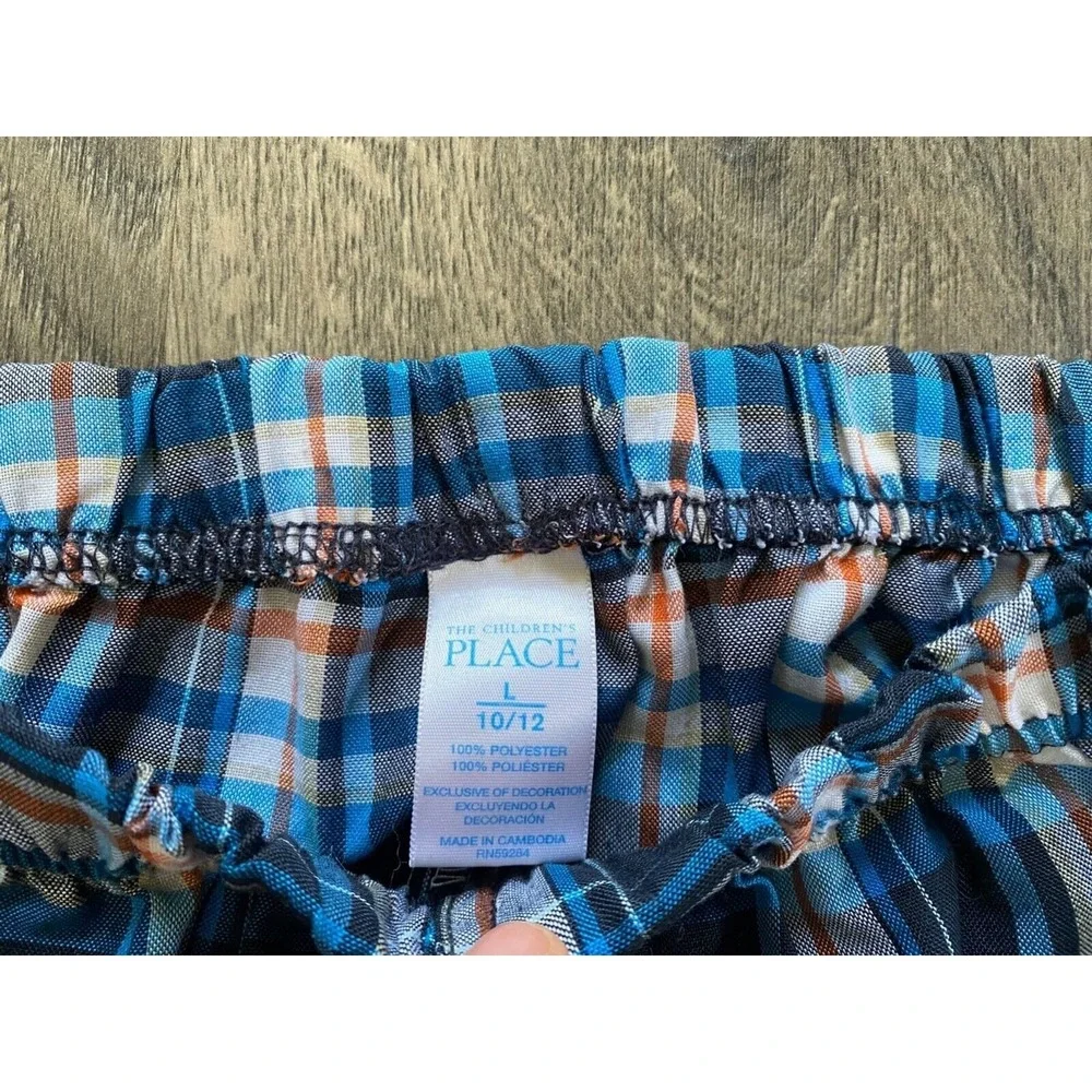 The Children's Place Plaid Blue Orange White Pajama PJ‎ Pants Kids Youth L 10/12